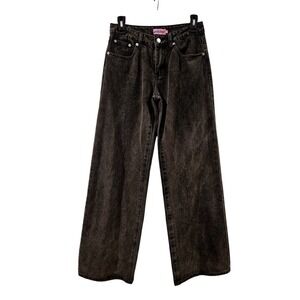 Edikted Wide Leg Jeans Washed Black Baggy Denim Size XS‎ Streetwear Y2K Trendy